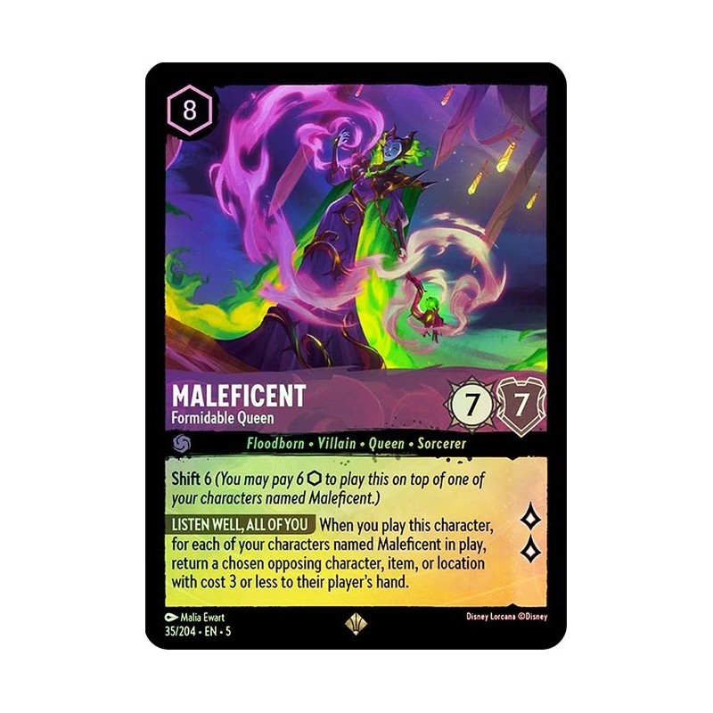 Carta Foil Maleficent - Formidable Queen | Lorcana #035/204·EN·5 Carta Foil Maleficent - Formidable Queen | Lorcana #035/204·EN·5