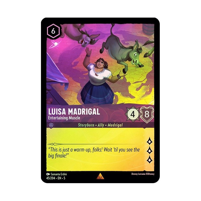 Carta Foil Luisa Madrigal - Entertaining Muscle Lorcana #045/204·EN·5 Carta Foil Luisa Madrigal - Entertaining Muscle Lorcana #045/204·EN·5