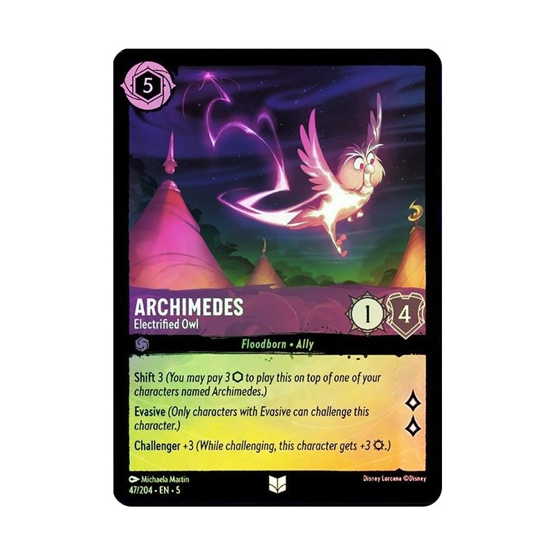 Carta Foil Archimedes - Electrified Owl | Disney Lorcana #047/204·EN·5 Carta Foil Archimedes - Electrified Owl | Disney Lorcana #047/204·EN·5