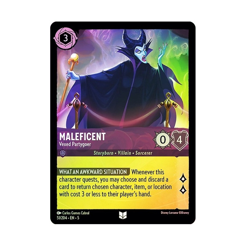 Carta Foil Maleficent - Vexed Partygoer | Disney Lorcana #051/204·EN·5 Carta Foil Maleficent - Vexed Partygoer | Disney Lorcana #051/204·EN·5
