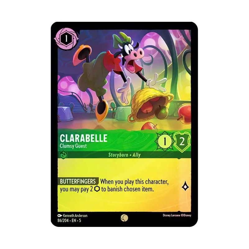 Carta Foil Clarabelle - Clumsy Guest | Disney Lorcana #086/204·EN·5 Carta Foil Clarabelle - Clumsy Guest | Disney Lorcana #086/204·EN·5