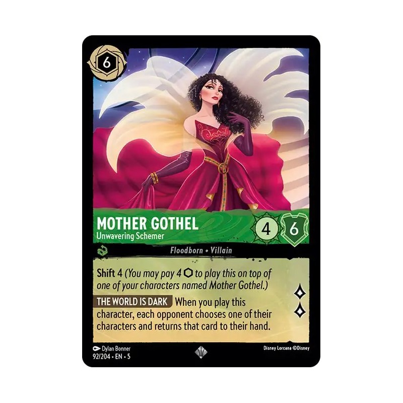 Carta Mother Gothel - Unwavering Schemer | Disney Lorcana 092/204·EN·5 Carta Mother Gothel - Unwavering Schemer | Disney Lorcana 092/204·EN·5