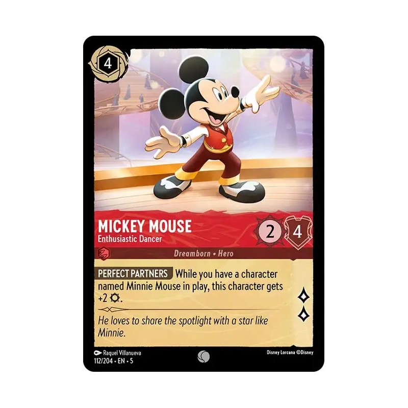 Carta Mickey Mouse - Enthusiastic Dancer | Disney Lorcana 112/204·EN·5 Carta Mickey Mouse - Enthusiastic Dancer | Disney Lorcana 112/204·EN·5