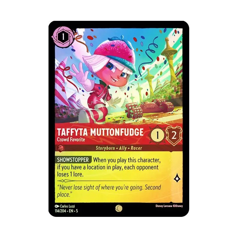 Carta Foil Taffyta Muttonfudge - Crowd Favorite Lorcana #114/204·EN·5 Carta Foil Taffyta Muttonfudge - Crowd Favorite Lorcana #114/204·EN·5