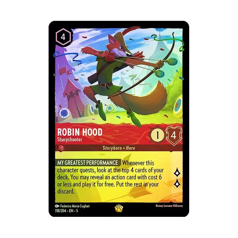 Carta Foil Robin Hood - Sharpshooter | Disney Lorcana #118/204·EN·5 Carta Foil Robin Hood - Sharpshooter | Disney Lorcana #118/204·EN·5