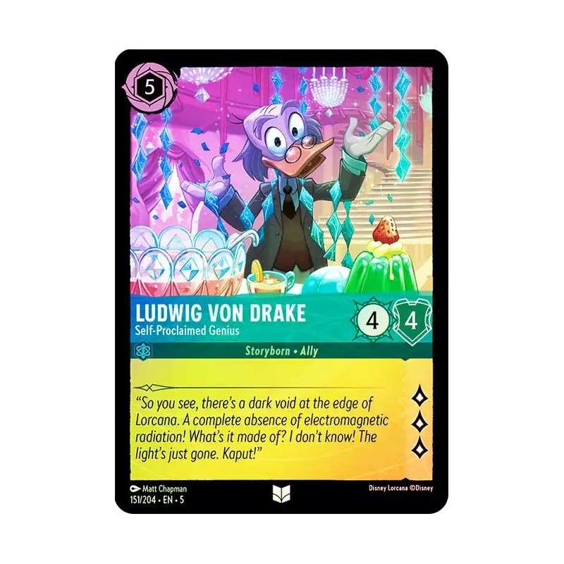 Carta Foil Ludwig von Drake - Self-Proclaimed Genius | #151/204·EN·5 Carta Foil Ludwig von Drake - Self-Proclaimed Genius | #151/204·EN·5
