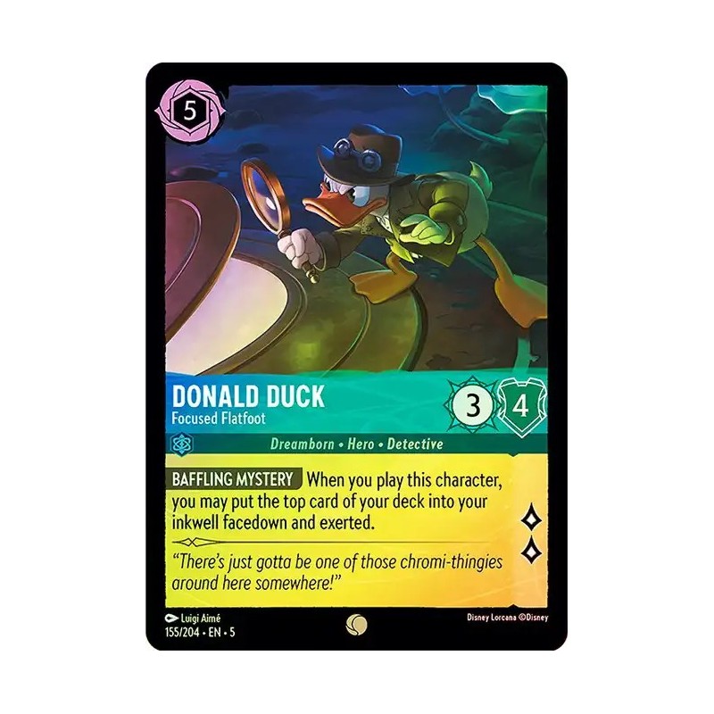 Carta Foil Donald Duck - Focused Flatfoot Disney Lorcana #155/204·EN·5 Carta Foil Donald Duck - Focused Flatfoot Disney Lorcana #155/204·EN·5