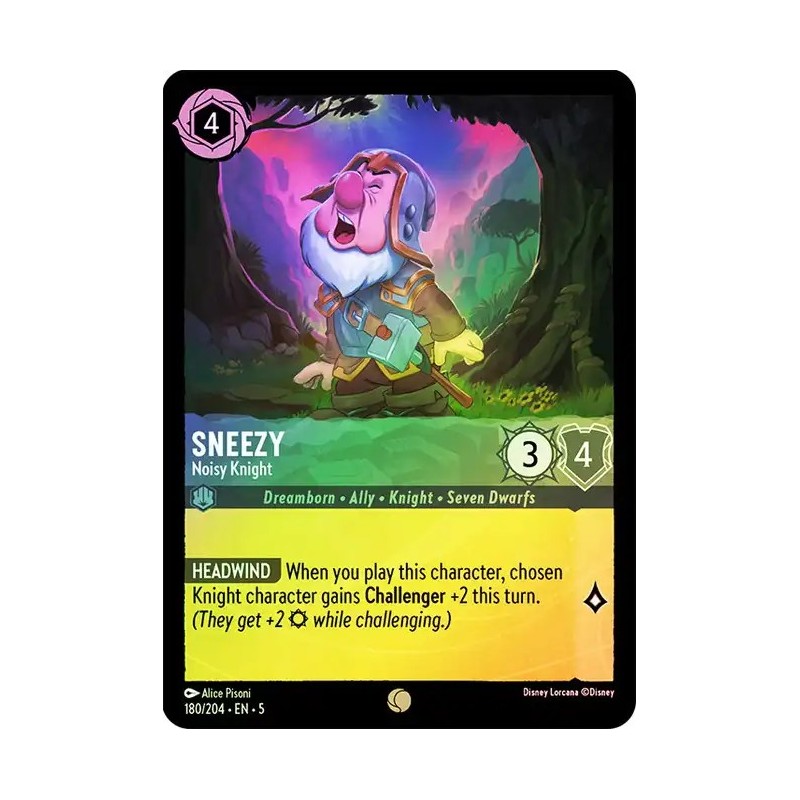 Carta Foil Sneezy - Noisy Knight | Disney Lorcana #180/204·EN·5 Carta Foil Sneezy - Noisy Knight | Disney Lorcana #180/204·EN·5
