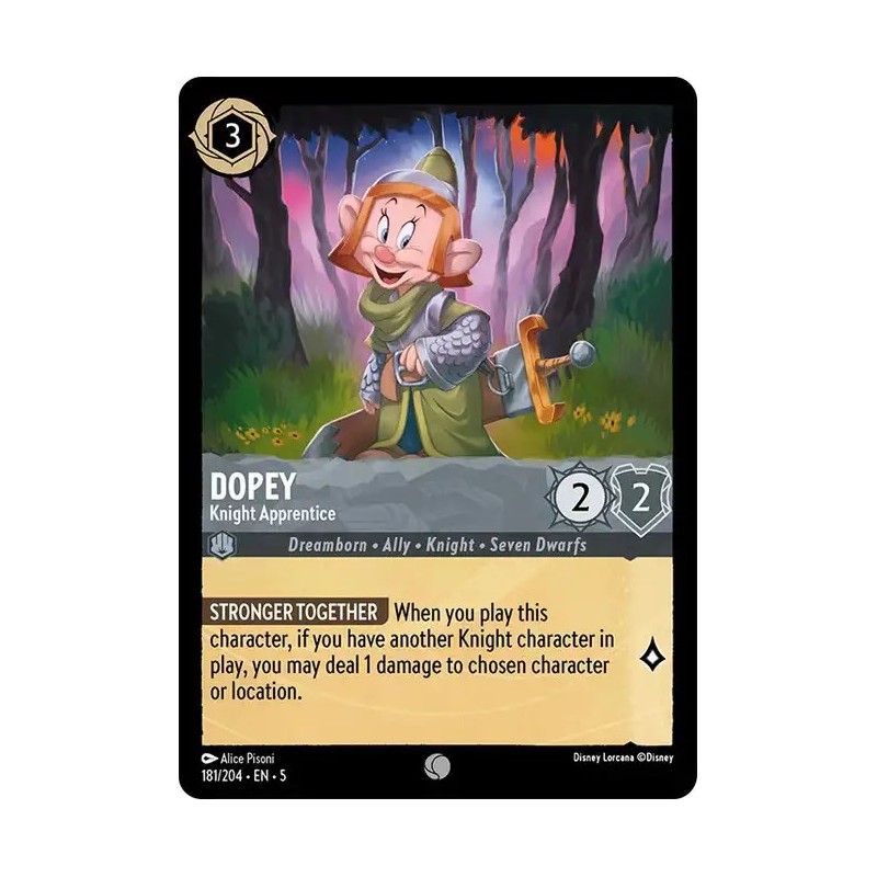 Carta Dopey - Knight Apprentice | Disney Lorcana #181/204·EN·5 Carta Dopey - Knight Apprentice | Disney Lorcana #181/204·EN·5