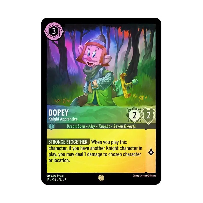 Carta Foil Dopey - Knight Apprentice | Disney Lorcana #181/204·EN·5 Carta Foil Dopey - Knight Apprentice | Disney Lorcana #181/204·EN·5