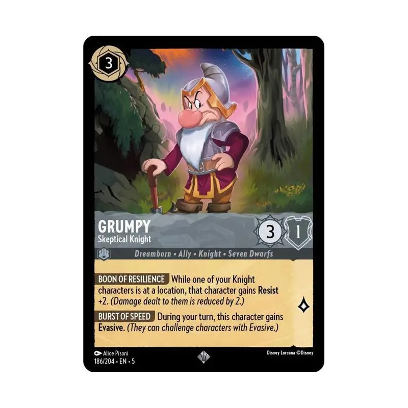 Carta Grumpy - Skeptical Knight | Disney Lorcana #186/204·EN·5 Carta Grumpy - Skeptical Knight | Disney Lorcana #186/204·EN·5