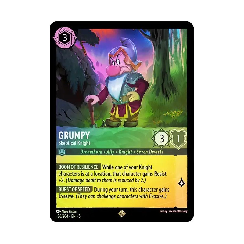 Carta Foil Grumpy - Skeptical Knight | Disney Lorcana #186/204·EN·5 Carta Foil Grumpy - Skeptical Knight | Disney Lorcana #186/204·EN·5