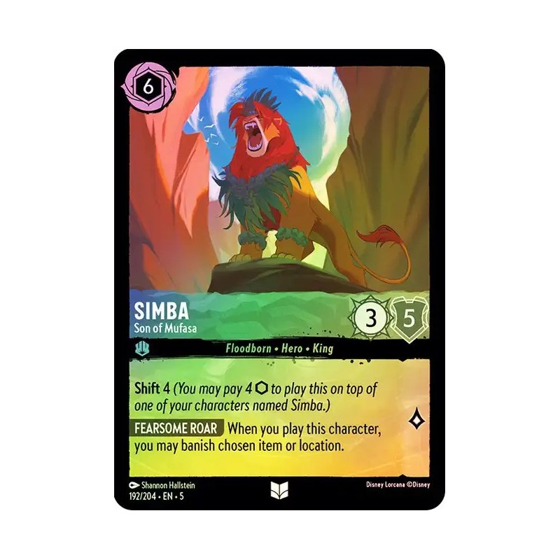 Carta Foil Simba - Son of Mufasa | Disney Lorcana #192/204·EN·5 Carta Foil Simba - Son of Mufasa | Disney Lorcana #192/204·EN·5