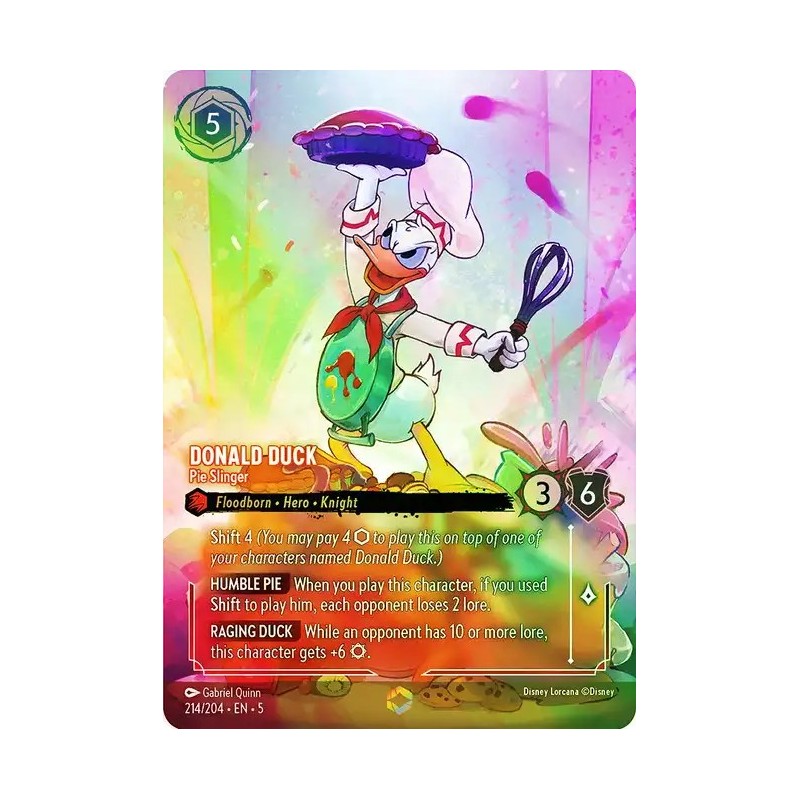 Carta Encantada Donald Duck - Pie Slinger Disney Lorcana #214/204·EN·5 Carta Encantada Donald Duck - Pie Slinger Disney Lorcana #214/204·EN·5