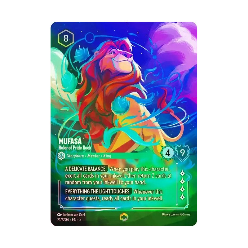 Carta Encantada Mufasa - Ruler of Pride Rock | Lorcana #217/204·EN·5 Carta Encantada Mufasa - Ruler of Pride Rock | Lorcana #217/204·EN·5