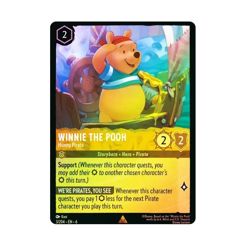 Carta Foil Winnie the Pooh - Hunny Pirate Disney Lorcana #003/204·EN·6 Carta Foil Winnie the Pooh - Hunny Pirate Disney Lorcana #003/204·EN·6