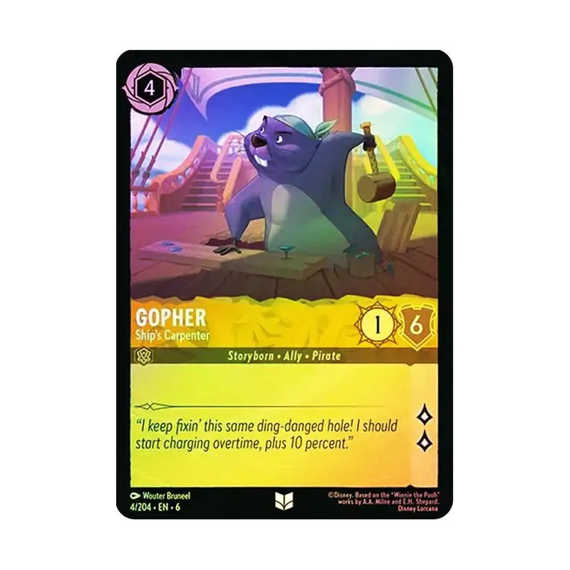 Carta Foil Gopher - Ship's Carpenter | Disney Lorcana #004/204·EN·6 Carta Foil Gopher - Ship's Carpenter | Disney Lorcana #004/204·EN·6