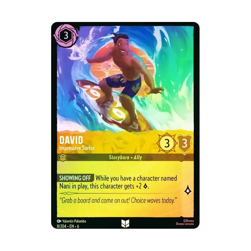 Carta Foil David - Impressive Surfer | Disney Lorcana #008/204·EN·6 Carta Foil David - Impressive Surfer | Disney Lorcana #008/204·EN·6