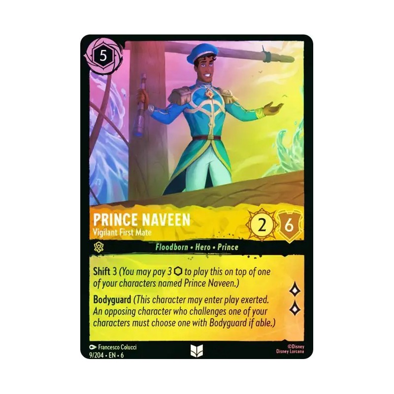 Carta Foil Prince Naveen - Vigilant First Mate | Lorcana 009/204·EN·6 Carta Foil Prince Naveen - Vigilant First Mate | Lorcana 009/204·EN·6