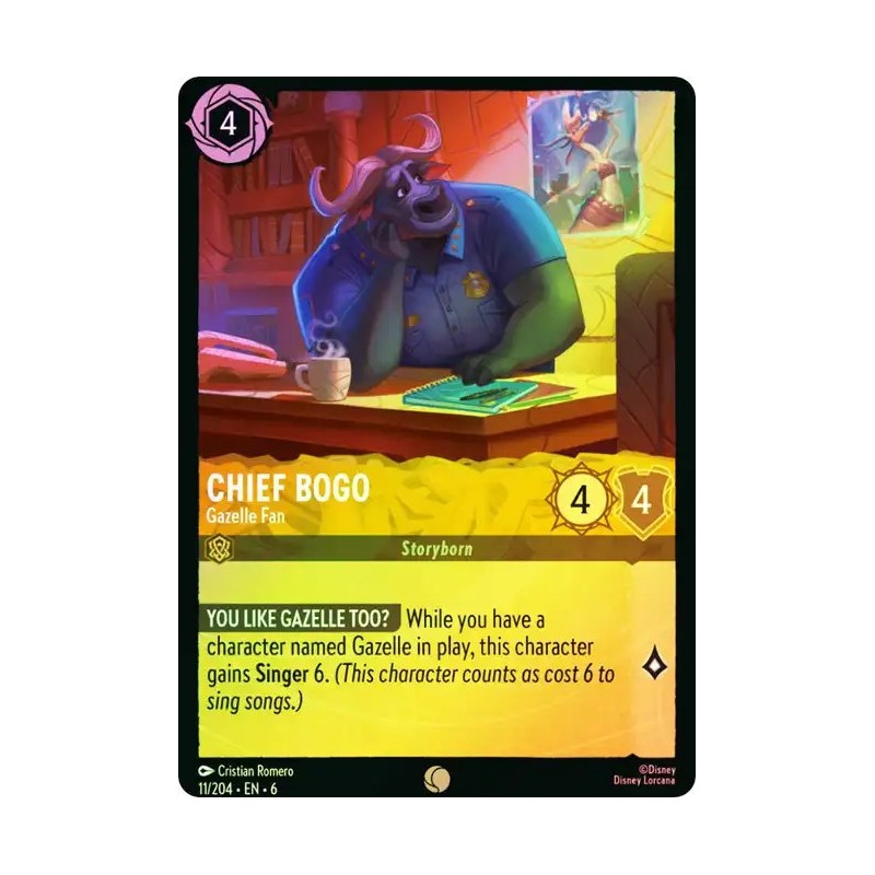 Carta Foil Chief Bogo - Gazelle Fan | Disney Lorcana #011/204·EN·6 Carta Foil Chief Bogo - Gazelle Fan | Disney Lorcana #011/204·EN·6