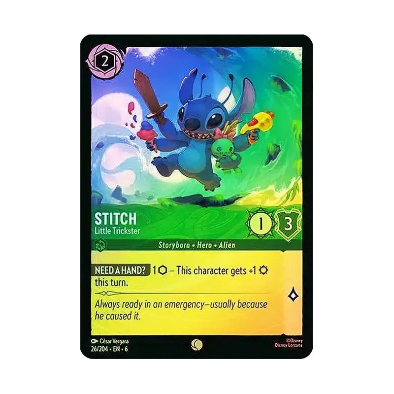 Carta Foil Stitch - Little Trickster | Disney Lorcana #026/204·EN·6 Carta Foil Stitch - Little Trickster | Disney Lorcana #026/204·EN·6