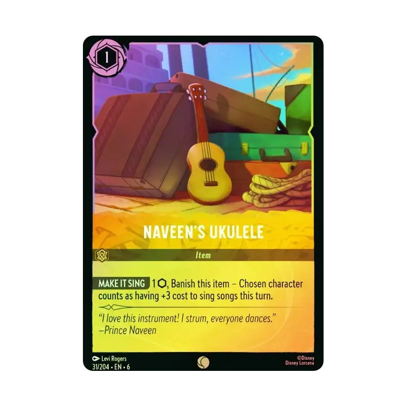 Carta Foil Naveen's Ukulele | Disney Lorcana #031/204·EN·6 Carta Foil Naveen's Ukulele | Disney Lorcana #031/204·EN·6