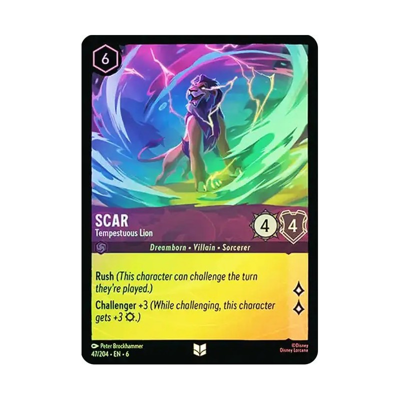 Carta Foil Scar - Tempestuous Lion | Disney Lorcana #047/204·EN·6 Carta Foil Scar - Tempestuous Lion | Disney Lorcana #047/204·EN·6
