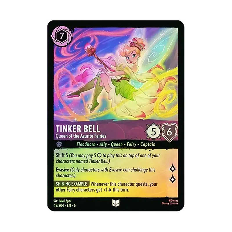 Carta Foil Tinker Bell - Queen of the Azurite Fairies | #048/204·EN·6 Carta Foil Tinker Bell - Queen of the Azurite Fairies | #048/204·EN·6