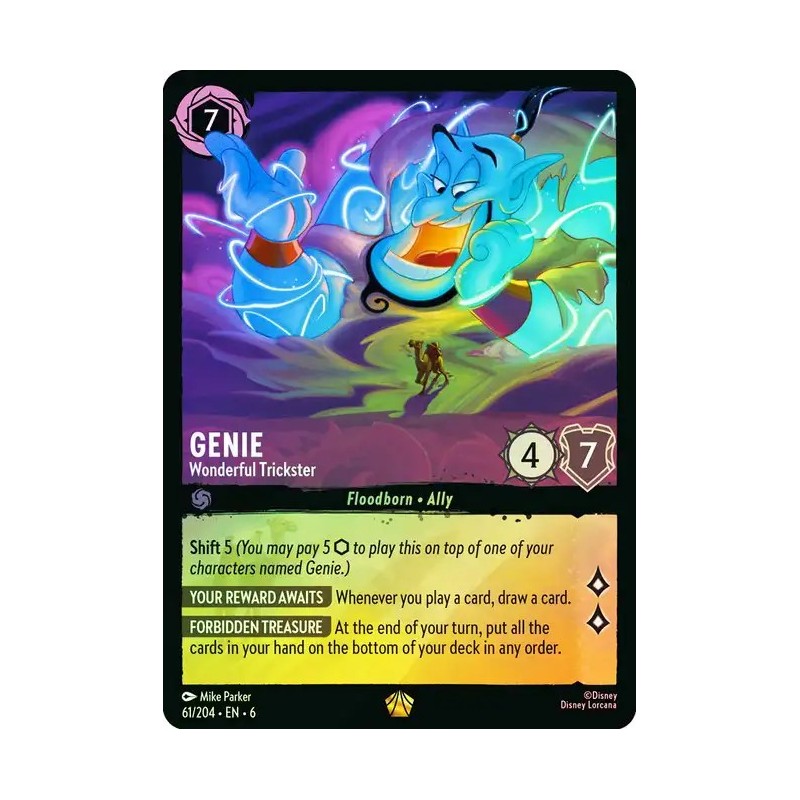 Carta Foil Genie - Wonderful Trickster | Disney Lorcana #061/204·EN·6 Carta Foil Genie - Wonderful Trickster | Disney Lorcana #061/204·EN·6